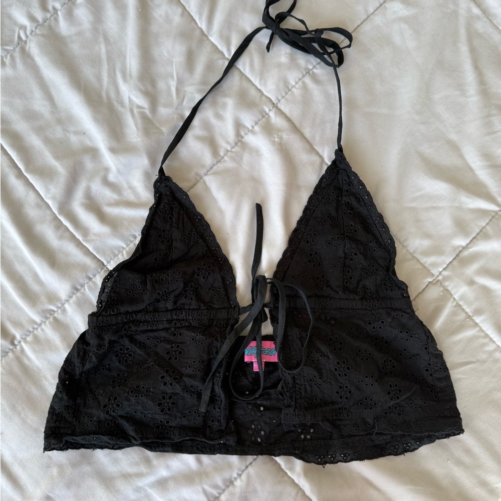 Edikted Black Lace Tie Front Tank Top (size S)
